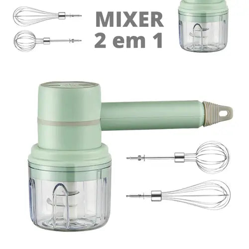 Mini Batedeira e Processador de Alimentos sem Fio - Mixer 2 em 1