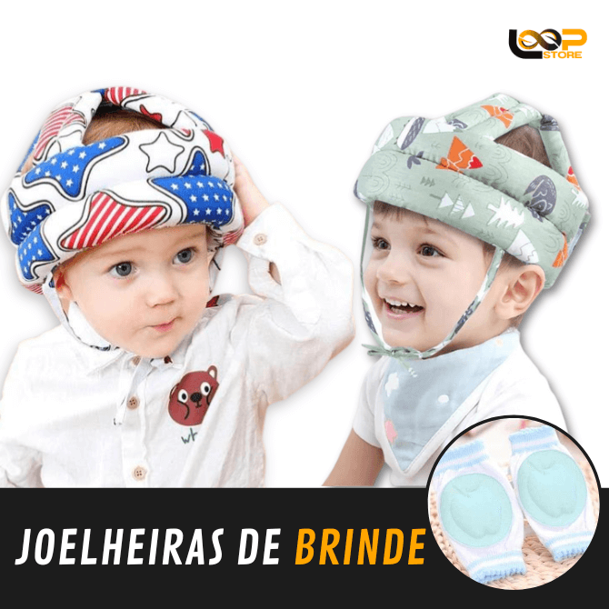 Capacete Protetor de cabeça para bebê - LEVE 2 JOELHEIRAS DE BRINDE