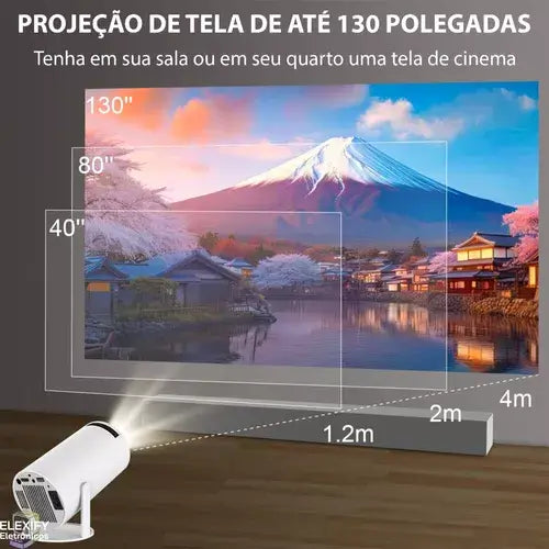 Projetor HY300 Wi-fi Portátil com Android 11 USB HDMI Bluetooth Smart Cinema