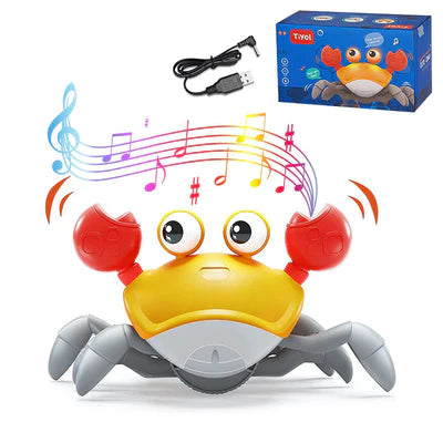 Brinquedo Interativo com Sensor de Obstáculos, Músicas e Luzes - Caranguejo Fujão Kids 🦀