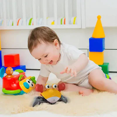 Brinquedo Interativo com Sensor de Obstáculos, Músicas e Luzes - Caranguejo Fujão Kids 🦀