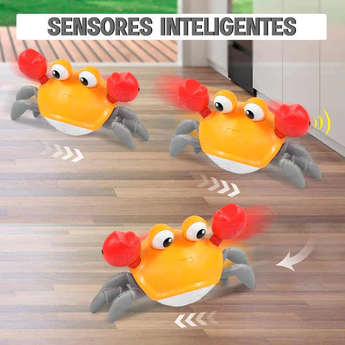 Brinquedo Interativo com Sensor de Obstáculos, Músicas e Luzes - Caranguejo Fujão Kids 🦀