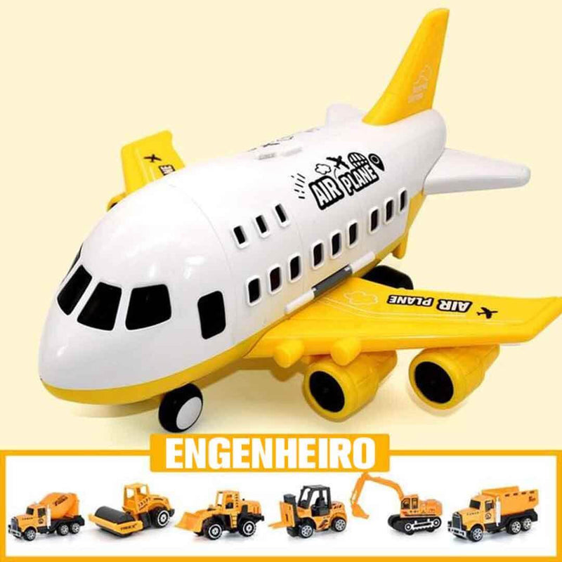 Jumbo Avião de Brinquedo com 6 Super Carrinhos