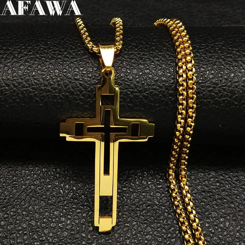 Corrente com Crucifixo Banhado a Ouro 18K ou Prata – AFAWA